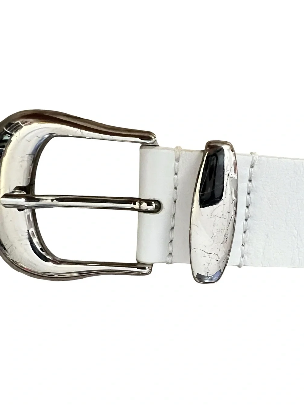 IRO White Leather Stud Belt with Silver Buckle